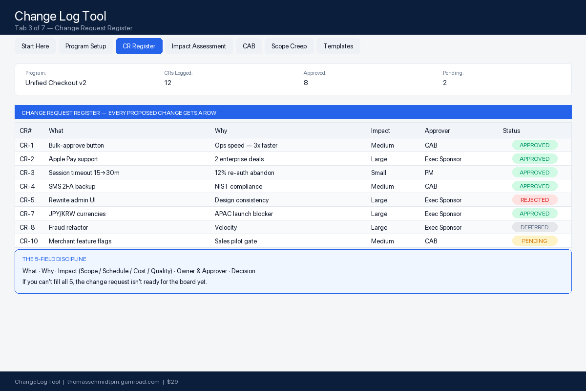 Change log preview