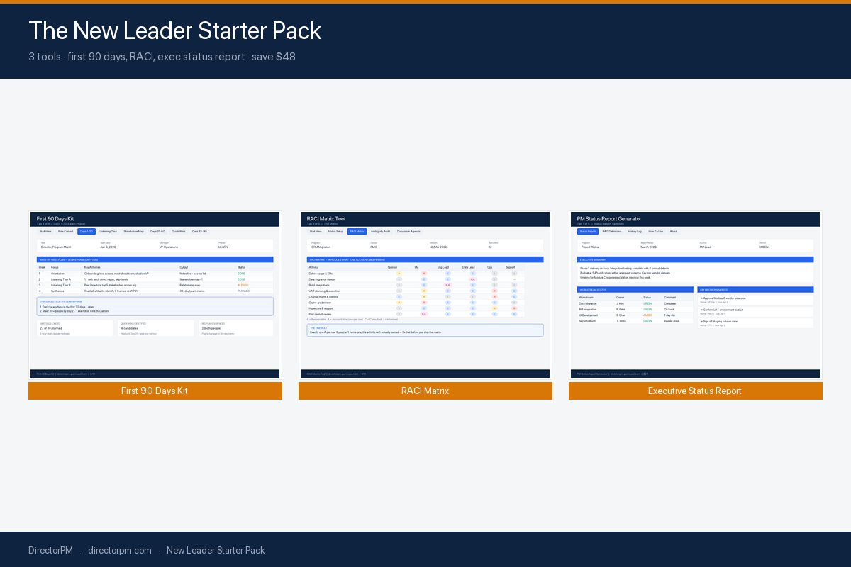 New Leader Starter Pack: first 90 days templates